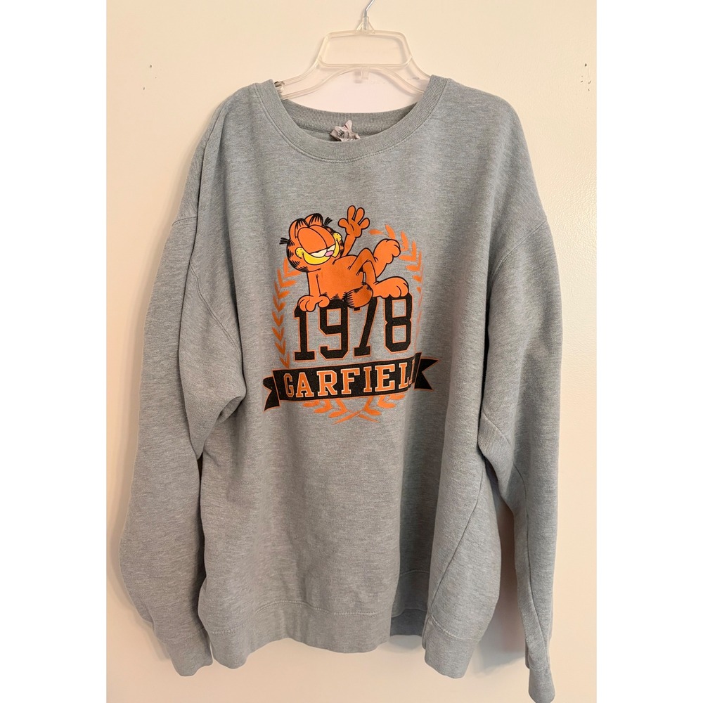 Delta Fleece Garfield 1978 Graphic Sweatshirt Gray Crewneck Mens XL Retro EUC - Picture 2 of 12